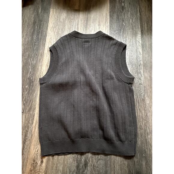 Vintage Cable Knit Dark Gray Sweater Vest Grandpa Heritage Woods Preppy Medium - Picture 4 of 4